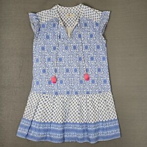 Vineyard Vines Tunic Dress Size Small Blue Otomi with Pink Tassel‎